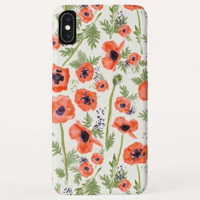 Coques Case-Mate iPhone Aquarelle orange Painé Pavot Motif Floral (Dos)