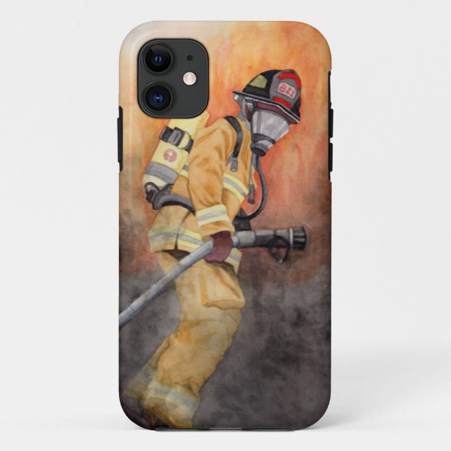 Coques Case-Mate iPhone Aquarelle originale du pompier par Miranda (Dos)