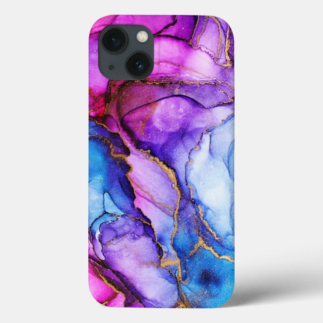 Coques Case-Mate iPhone Aquarelle Parties scintillant bleu violet iPhone / (Verso)