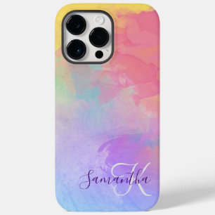 Coque Pour Pour iPhone 14 Pro Max Aquarelle Pastel Abstrait & Monogram