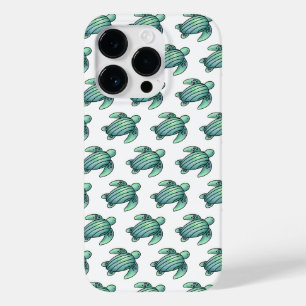 Coque Pour iPhone 14 Pro aquarelle peinte caricature de tortue de mer bleu 