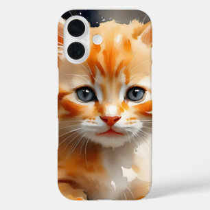 Coque Pour iPhone 16 Aquarelle peinture d'un chat orange mignon