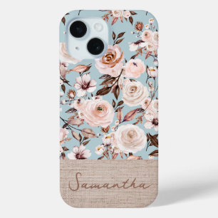 Coque Pour iPhone 15 Aquarelle personnalisée Boho Floral