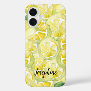 Coque Pour iPhone 16 Aquarelle personnalisée Citrons jaunes frais