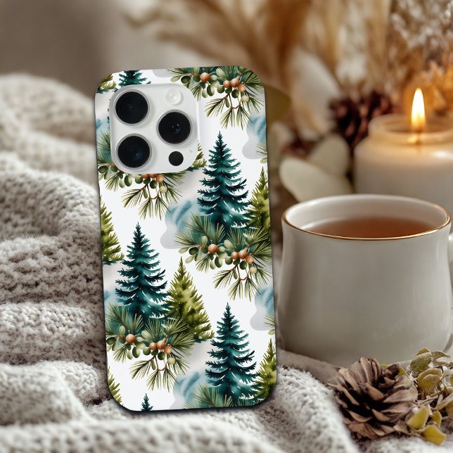 Coques Case-Mate iPhone Aquarelle Pine Motif Elégant hiver (Créateur téléchargé)