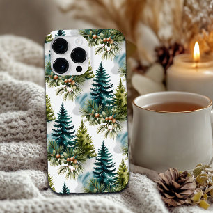 Coque Pour iPhone 14 Pro Aquarelle Pine Motif Elégant hiver
