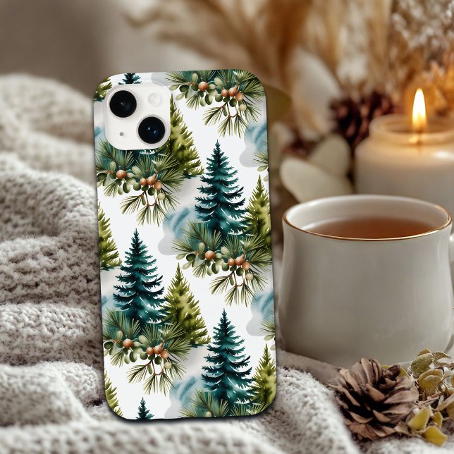 Coques Case-Mate iPhone Aquarelle Pine Motif Elégant hiver (Créateur téléchargé)