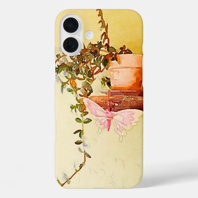 Coques Case-Mate iPhone Aquarelle Plante pointillé et papillon (Verso)