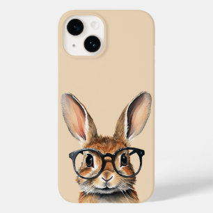Coque Pour iPhone 14 Aquarelle Portrait Joli Lapin Avec Verres