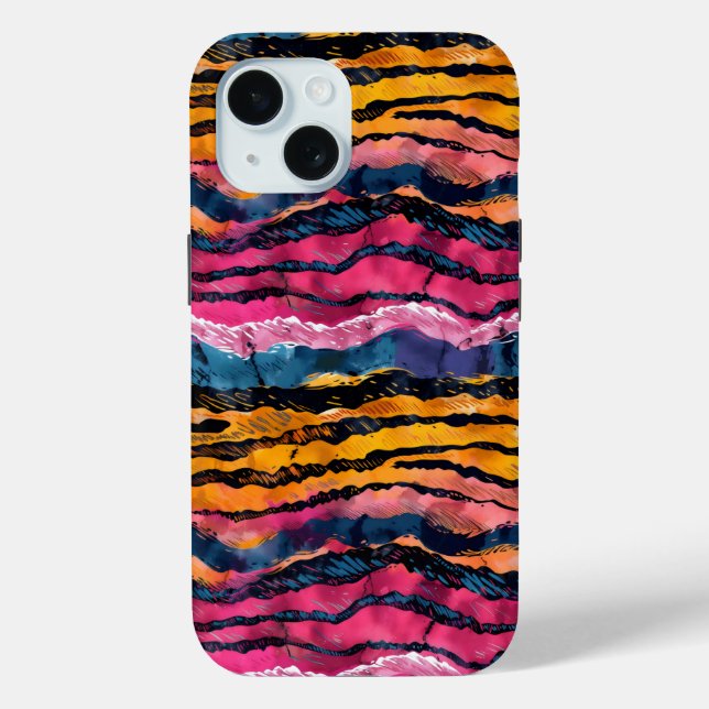 Coques Case-Mate iPhone Aquarelle Rainbow Tiger rayures (Verso)