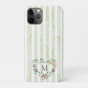Case-Mate iPhone Case aquarelle rayures fleurie couronne monogramme