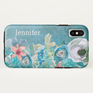 Case-Mate iPhone Case Aquarelle rose et turquoise florale personnalisée