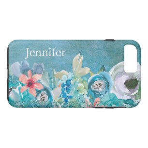 Case-Mate iPhone Case Aquarelle rose et turquoise florale personnalisée