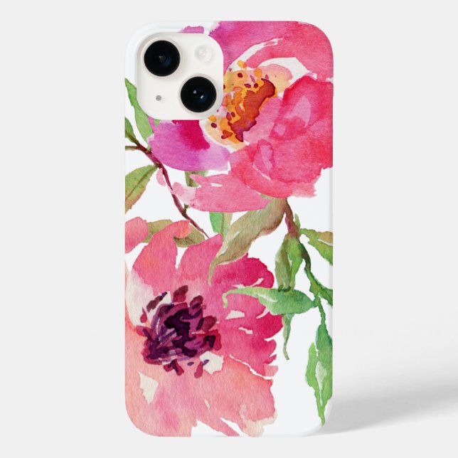 Coques Case-Mate iPhone Aquarelle rose Fille Motif Floral (Verso)