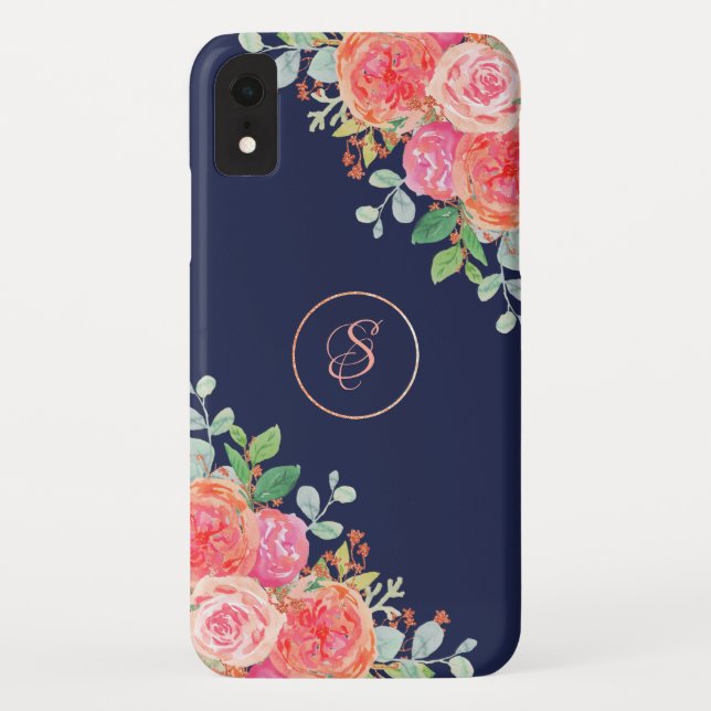 Coques Case-Mate iPhone Aquarelle Rose Floral Marine Parties scintillant M (Dos)