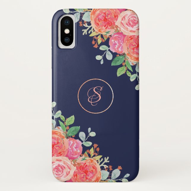 Coques Case-Mate iPhone Aquarelle Rose Floral Marine Parties scintillant M (Dos)