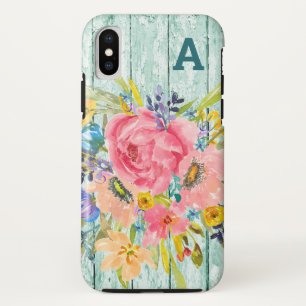 Case-Mate iPhone Case Aquarelle Rose Floral Spray avec initial