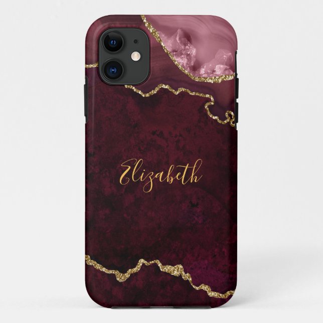 Coques Case-Mate iPhone Aquarelle Rose Gold Marble Agate Géode (Dos)