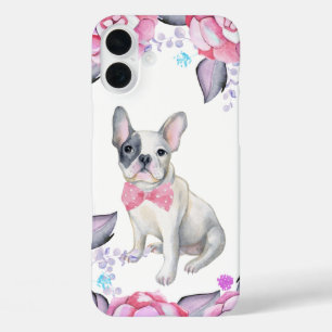 Coques iPhone 16 Plus Aquarelle rose gris rose mignon taureau français