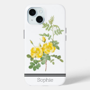 Coque Pour iPhone 15 Aquarelle rose jaune personnalisée