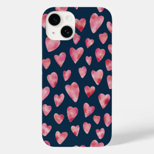 Coque Pour iPhone 14 Aquarelle rose mignonne Motif de coeur