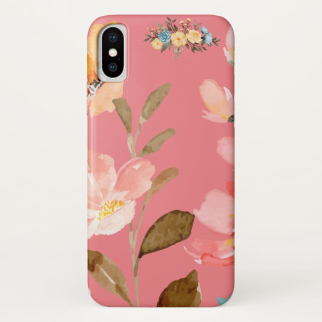 Coques Case-Mate iPhone Aquarelle rose monogramme (Dos)