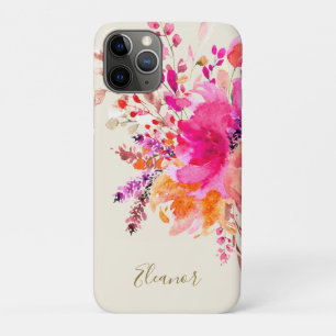 Case-Mate iPhone Case Aquarelle rose or Floral Nom personnalisé