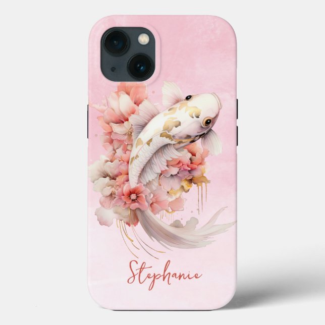 Coques Case-Mate iPhone Aquarelle rose or Koi Poisson Floral (Verso)