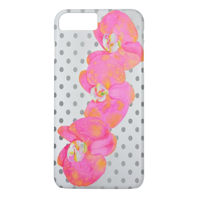 Coques Case-Mate iPhone Aquarelle rose Orchidée peinture, pois (Dos)