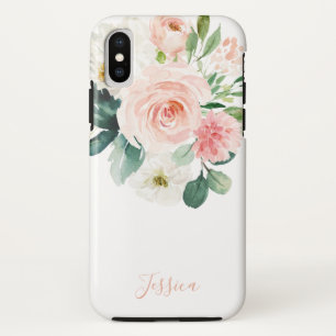 Case-Mate iPhone Case Aquarelle rose pâle Floral avec nom