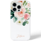 Aquarelle rose pâle Floral avec votre nom