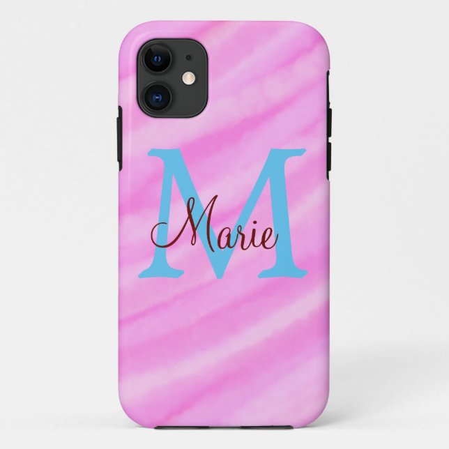 Coques Case-Mate iPhone Aquarelle rose pastel ajouter le titre lettre mono (Dos)