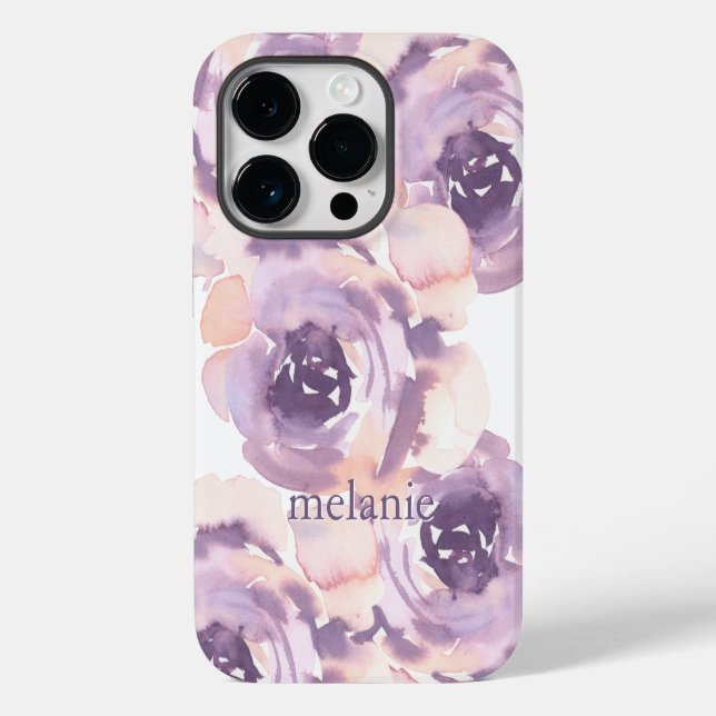 Coques Case-Mate iPhone Aquarelle rose Peach monogramme floral (Verso)