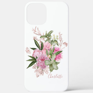 Case-Mate iPhone Case Aquarelle rose Peonies Rose Gold Butterfly Nom