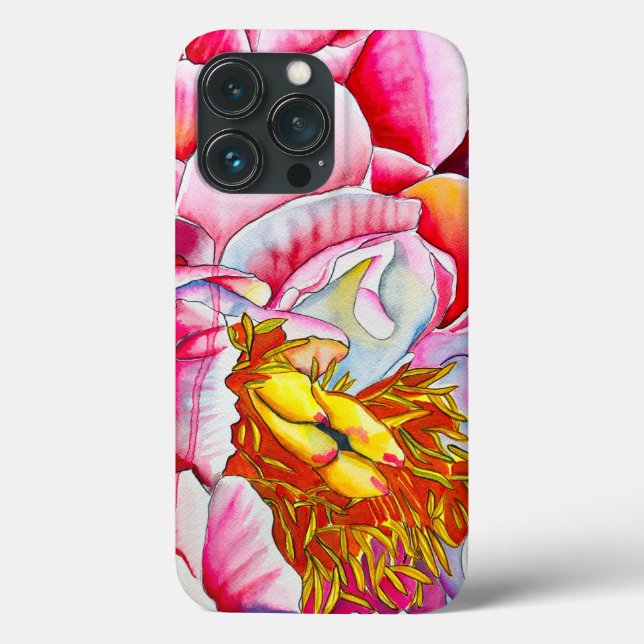 Coques Case-Mate iPhone Aquarelle rose Peony (Verso)