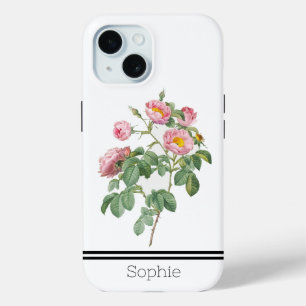 Coque Pour iPhone 15 Aquarelle rose personnalisée