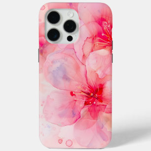 Coque iPhone 15 Pro Max Aquarelle rose Pétale Élégance