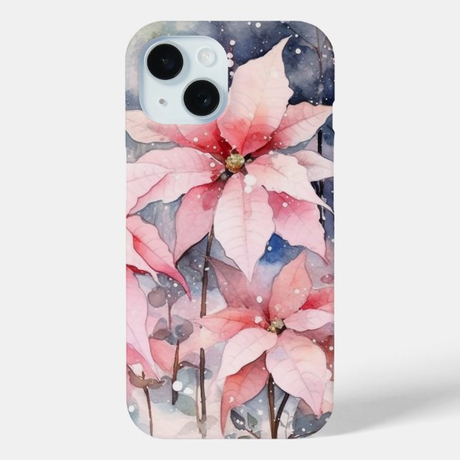 Coques Case-Mate iPhone Aquarelle rose poinettie rose (Verso)