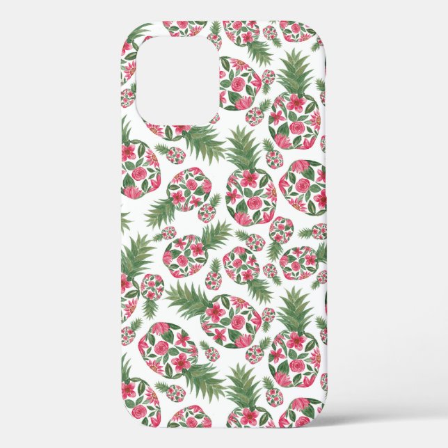 Coques Case-Mate iPhone Aquarelle rose vert Motif d'ananas Floral (Verso)