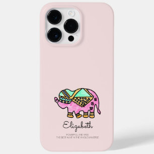 Coque Pour Pour iPhone 14 Pro Max Aquarelle rose vif éléphant Chic mignon