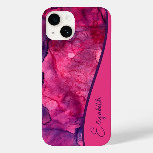 Coques Case-Mate iPhone Aquarelle rose-violet personnalisée (Verso)