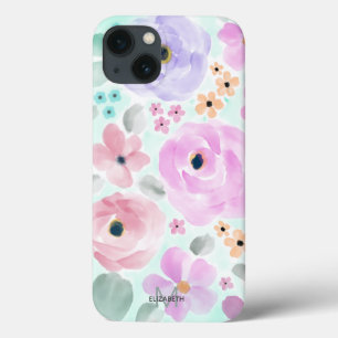 Case-Mate iPhone Case  Aquarelle rose violet vert moderne Art Floral