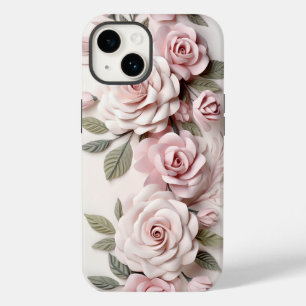Coque Pour iPhone 14 Aquarelle Roses roses
