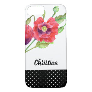 Case-Mate iPhone Case Aquarelle Rouge Papillons Noir Blanc Pois