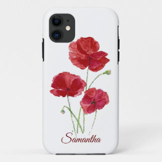 Case-Mate iPhone Case Aquarelle Rouge Pavot Jardin Fleurs Nom Personnali