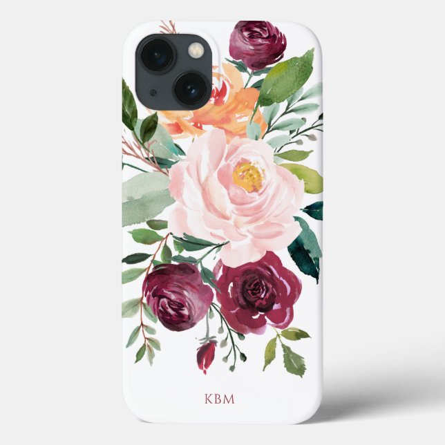 Coques Case-Mate iPhone Aquarelle rustique Botanique avec Monogramme (Verso)