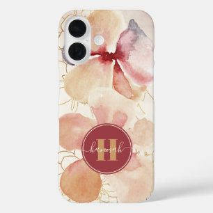 Coque Pour iPhone 16 Aquarelle Rustique or Blush Floral
