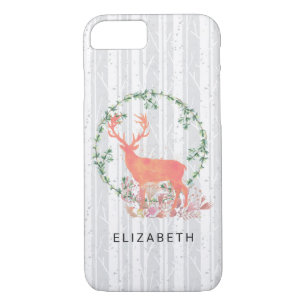 Coque iPhone 8/7 Aquarelle Rustique Reindeer Boho Personnalisée