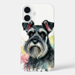 Coque Pour iPhone 16 Aquarelle Schnauzer