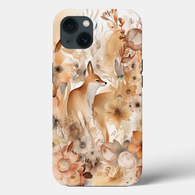 Coques Case-Mate iPhone Aquarelle tendance Boho Floral & Fox (Verso)